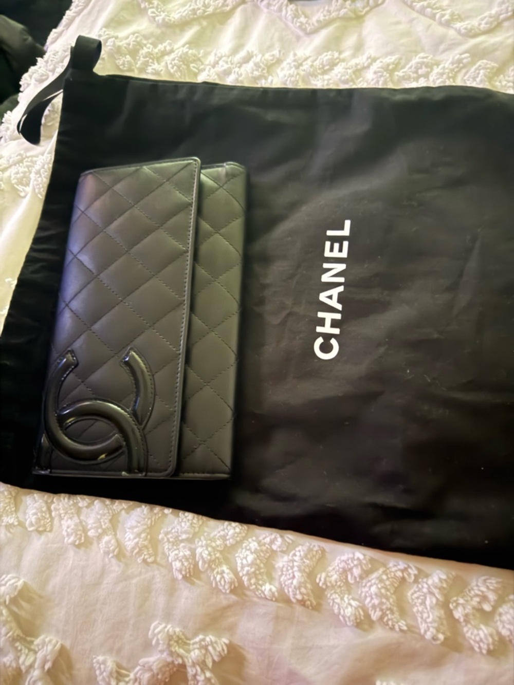 CHANEL Pink and Black Quilted CC Interior Wallet